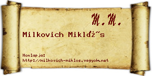 Milkovich Miklós névjegykártya