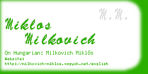 miklos milkovich business card